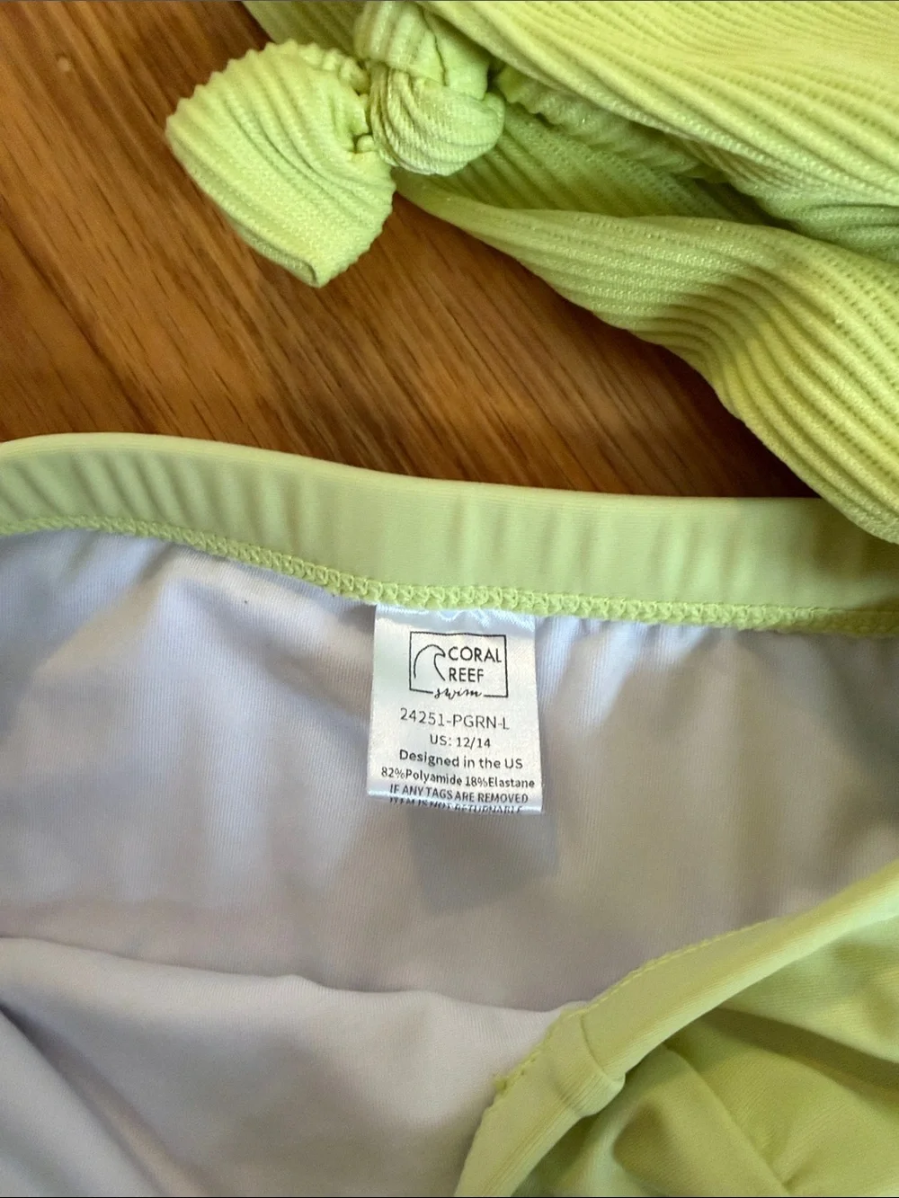 Coral Reef High-Waist Two-Piece Swim Set in Light Lime - Picture 5 of 5